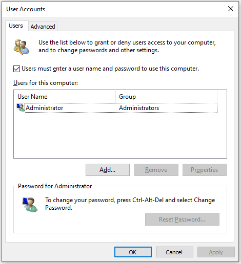 netplwiz
