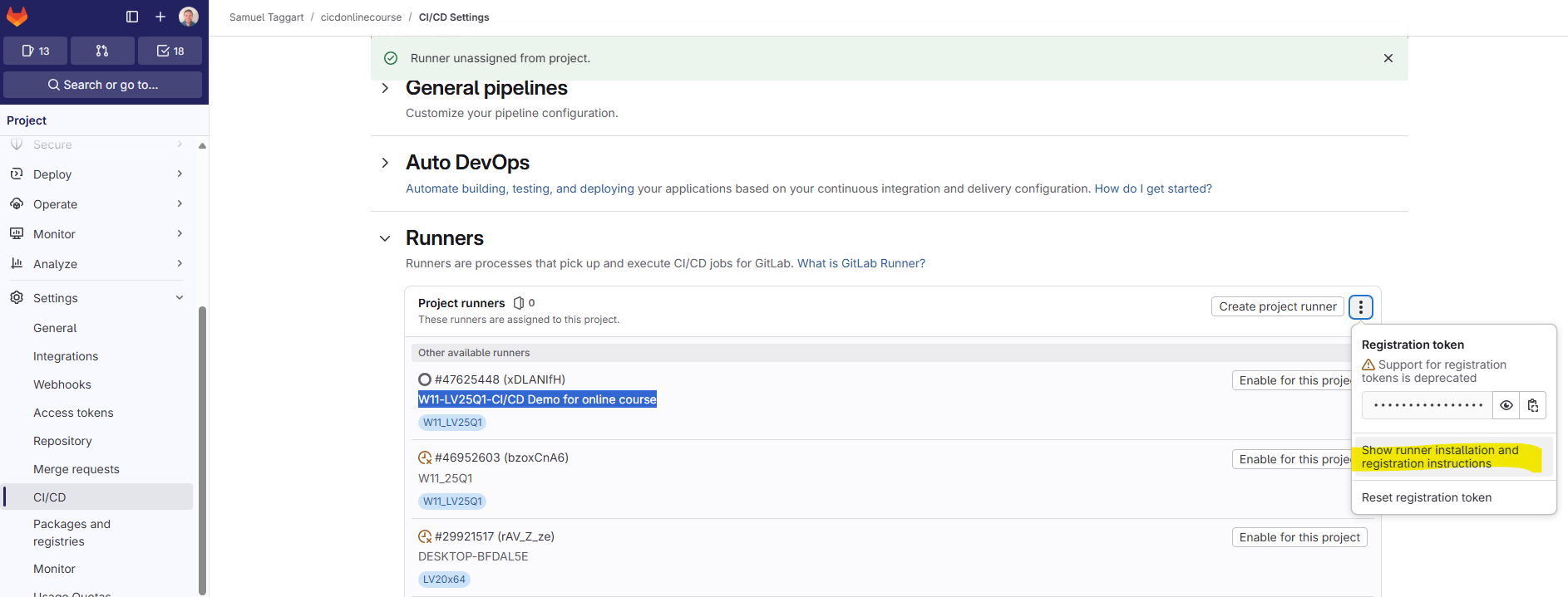gitlab-runner installation instructions